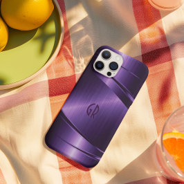 Coque iPhone 15 Pro Aspect d'aluminium brossé violet brillant