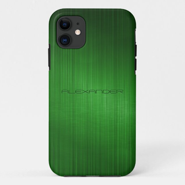 Coques Case-Mate iPhone Aspect-Monogramme en aluminium brossé vert (Dos)