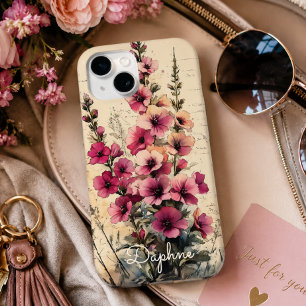 Coque Pour iPhone 15 Assez Chic Shabby Rose Fleur Sauvage Personnalisé