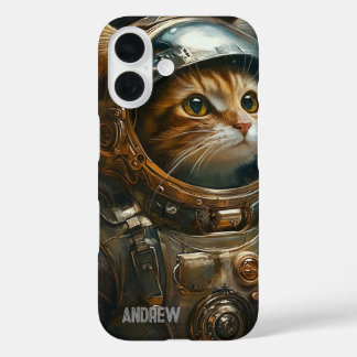 Coques iPhone 16 astronaute de chat Steampunk personnalisé