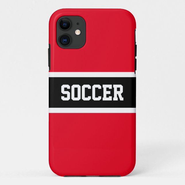 Coques Case-Mate iPhone Athletic Gras Noir Blanc Rouge Gris "SOCCER" (Dos)