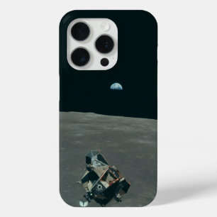 Coque iPhone 15 Pro Atterrisseur lunaire Apollo et Terre se levant au-