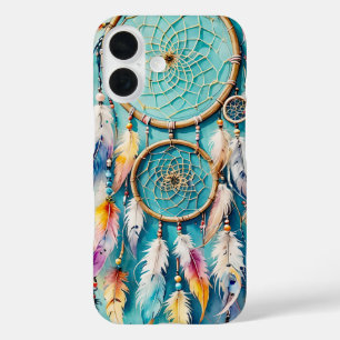 Coques iPhone 16 Attrape-rêves bohème amérindien, aquarelle