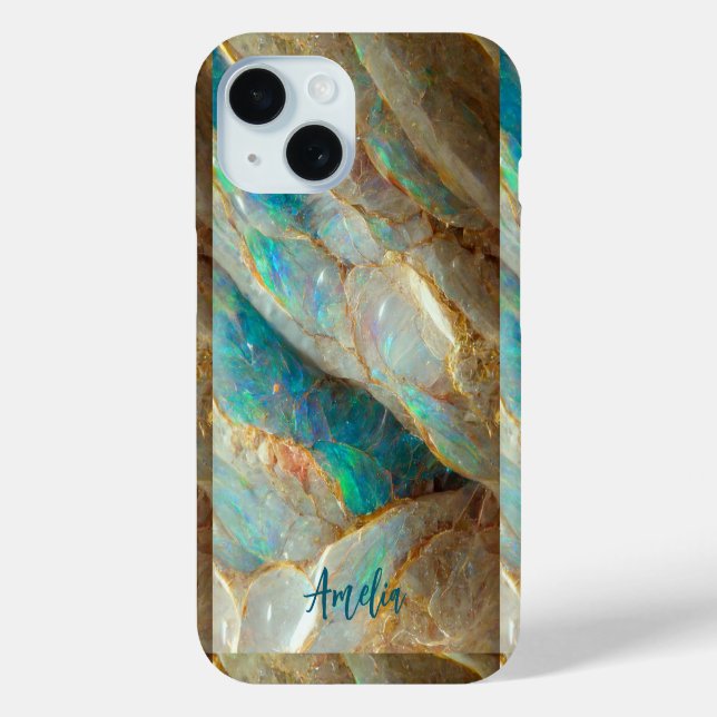 Coques Case-Mate iPhone Australian Opal Stone Texture Luxe Personnalisé (Verso)