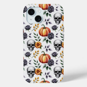 Coque Pour iPhone 15 Automne Floral Halloween Motif