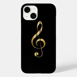 Coque Pour iPhone 14 Avant Garde, Gold G clef sur Arrière - plan noir ~