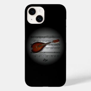 Coque Pour iPhone 14 Avant Garde, Mandolin 01 sur Globe with Sheet Musi