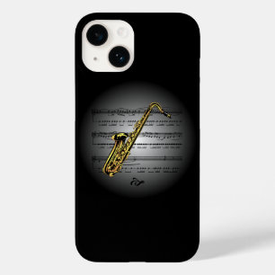 Coque Pour iPhone 14 Avant-Garde ~ Saxophone sur Globe avec Partition