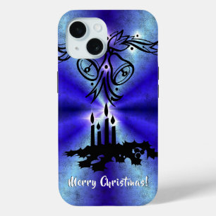 Coque Pour iPhone 15 Avent, Artdeco de Noël sur Blue Green Rainbow