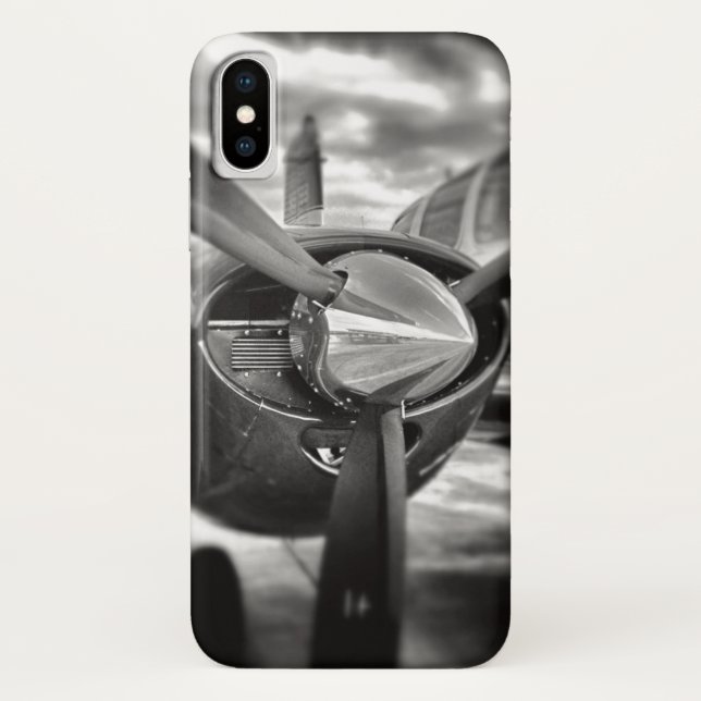 Coques Case-Mate iPhone Avion propulseur noir et blanc (Dos)