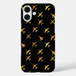 Coques iPhone 16 Plus Avions de combat, sur fond noir