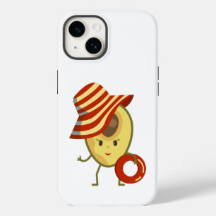 Coque Pour iPhone 14 Avocado beach girl avec casquette de soleil et ann
