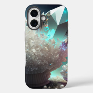 Coques iPhone 16 Avril Birthstone Diamond Quartz Crystal Pearls
