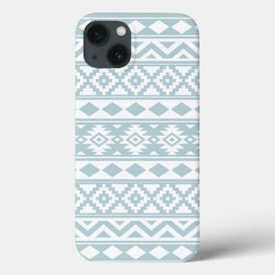Etui iPhone 13 Aztec Essence Ptn III b Canard Oeuf Bleu & Blanc
