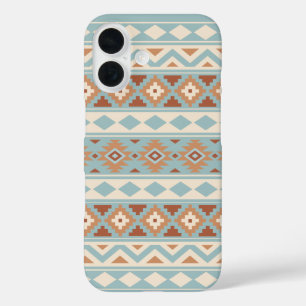 Coques iPhone 16 Aztec Essence Ptn IIIb Blue Cream Terracottas