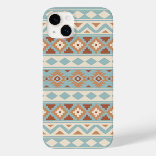 Coque Pour iPhone 14 Plus Aztec Essence Ptn IIIb Blue Cream Terracottas