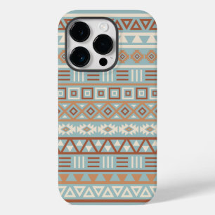 Coque Pour iPhone 14 Pro Aztec Influence Motif Crème Bleue Terracottas