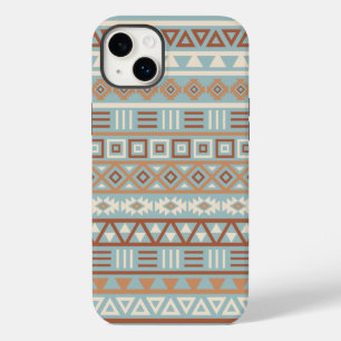 Coque Pour iPhone 14 Plus Aztec Influence Motif Crème Bleue Terracottas