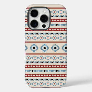 Coques iPhone 16 Pro Aztec Mixte Motif Motif Rouge bleu noir crème