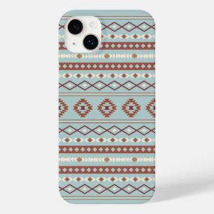 Coque Pour iPhone 14 Plus Aztec Mixte Motif Motif Rusts Crème Bleu