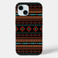 Aztec Rusts Turquoise Noir Motifs mélangés Motif