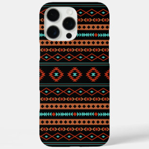 Coques iPhone 16 Pro Max Aztec Rusts Turquoise Noir Motifs mélangés Motif