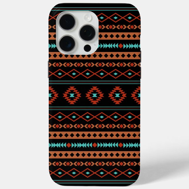 Coques Case-Mate iPhone Aztec Rusts Turquoise Noir Motifs mélangés Motif (Verso)