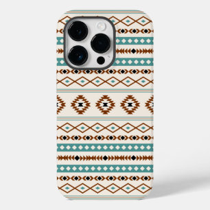 Coque Pour iPhone 14 Pro Aztec Turquoise Terracotta Crème Noire Mixte Motif