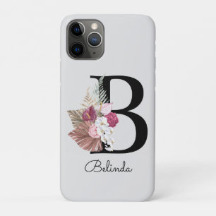 Case-Mate iPhone Case B Initial Moderne Rose Bohème Féminin Floral