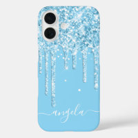 Baby Blue Glitter Drips Glam Signature