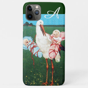 Case-Mate iPhone Case BABY SHOWER STORK TWIN, Rose, Turquoise Monogramme