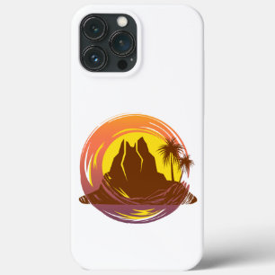 Case-Mate iPhone Case Badge avec paysage volcanique tropical et palmiers
