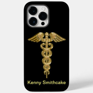 Coque Pour Pour iPhone 14 Pro Max badge d'alerte médicale Gold