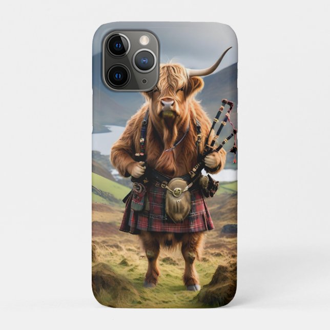 Coques Case-Mate iPhone Bagpiper de vache écossaise Highland (Dos)