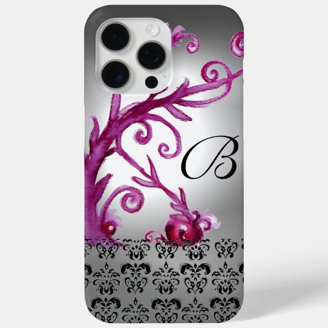 Coques Case-Mate iPhone BAIES, BAIES DAMASK MONOGRAM rose, blanc noir (Verso)