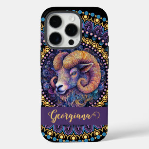 Coques iPhone 16 Pro Baies Whimsical personnalisées Zodiac Dot Mandala