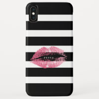 Baiser rose rayures noir et blanc