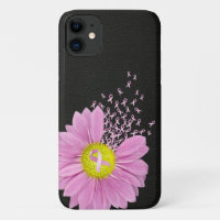 Baisson rose en ruban sur cuir noir