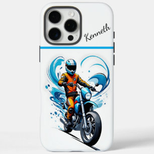 Coques iPhone 16 Pro Max Balade en moto Blue Wave