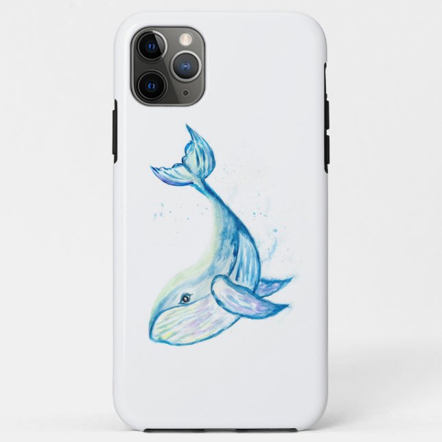 Coques Case-Mate iPhone Baleine bleue dans les aquarelles (Dos)