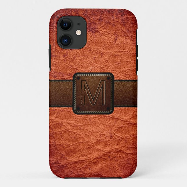 Coques Case-Mate iPhone Balise Brown orange en cuir rouge (Dos)