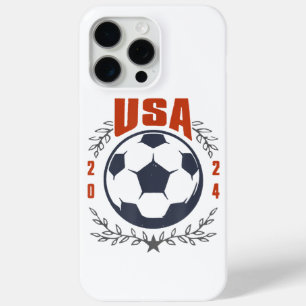 Coque iPhone 15 Pro Max Balle de football USA 2024 Étoiles & Couronne de L