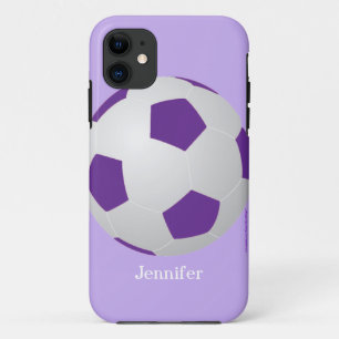 Etui iPhone Case-Mate Balle de football, violet, Nom personnalisé