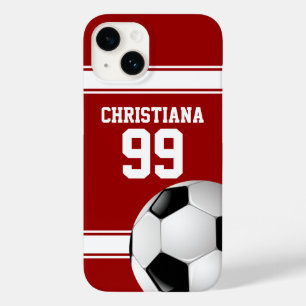 Coques Pour iPhone Balle de soccer en jersey à rayures rouges et bla