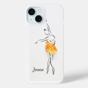 Coque Pour iPhone 15 Ballerina Rose Ballet Dancer Nom personnalisé
