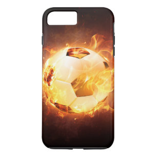 Coque iPhone 8 Plus/7 Plus Ballon de football du football sur le feu