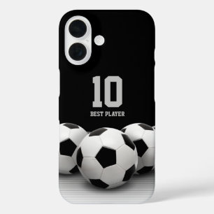 Coques iPhone 16 Ballons de foot   Meilleur numéro de joueur