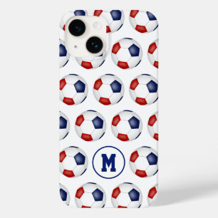 Coque Pour iPhone 14 ballons de football bleu rouge motif sportif