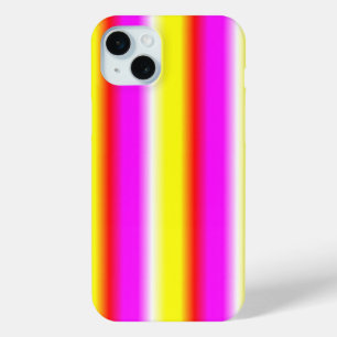 Coque iPhone 15 Mini bande arc-en-ciel rose jaune