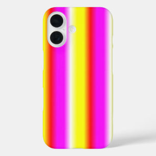 Coques iPhone 16 bande arc-en-ciel rose jaune